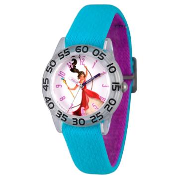 Girls' Disney Elena Of Avalor Clear Plastic Time Teacher Watch - Blue