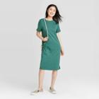 Women's Short Sleeve T-shirt Dress - A New Day Green S, Women's,