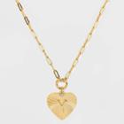 14k Gold Dipped 'y' Initial Diamond Cut Heart Pendant Necklace - A New Day Gold