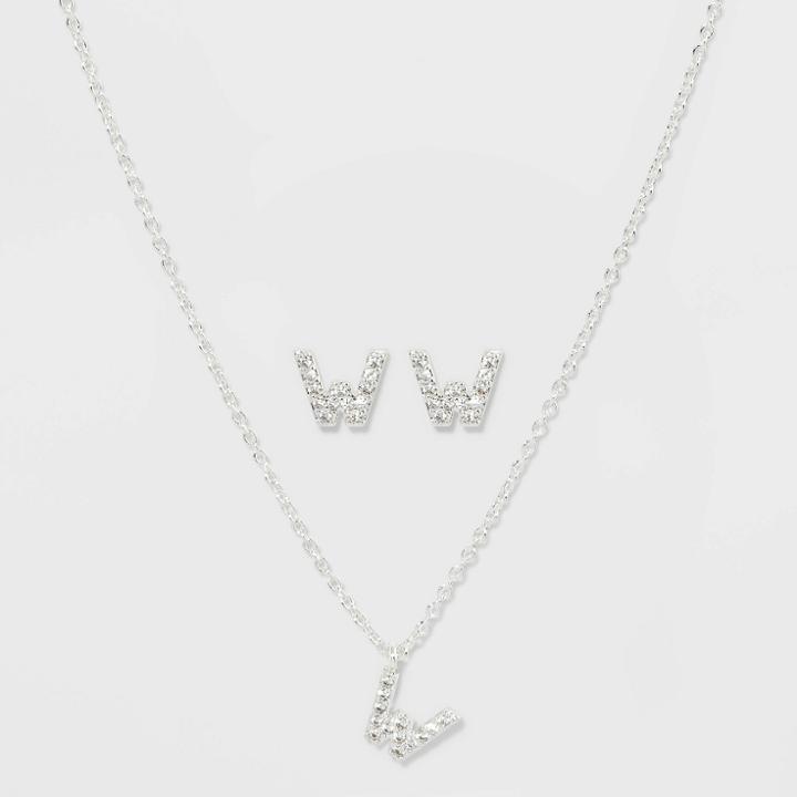 Initial W Crystal Jewelry Set - A New Day Silver, Women's