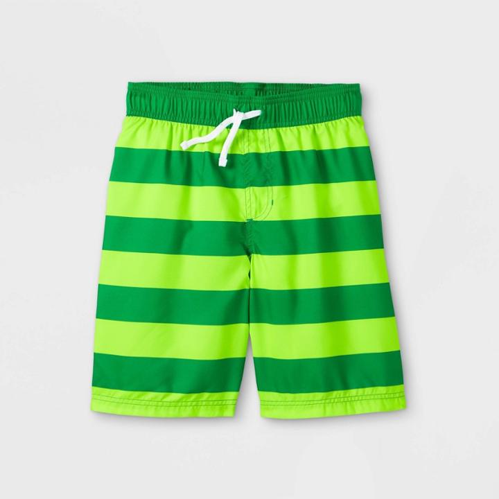 Boys' Striped Volley Swim Trunks - Cat & Jack Green