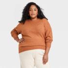 Women's Plus Size Crewneck Pullover Sweater - Ava & Viv Rust