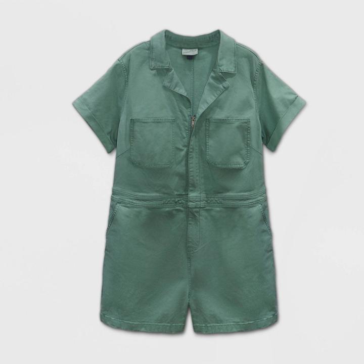 Women's Plus Size Short Sleeve Boilersuit - Universal Thread Olive Green
