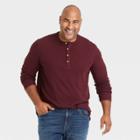 Men's Tall Standard Fit Long Sleeve Henley T-shirt - Goodfellow & Co Red
