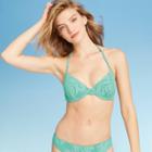 Women's Light Lift Jacquard Textured Bikini Top - Shade & Shore Teal Blue 32a, Women's, Green