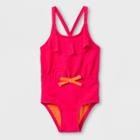 Toddler Girls' Belted Waist One Piece Swimsuit - Cat & Jack Pink
