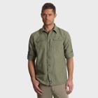 Wrangler Men's Outdoor Generous Fit Long Sleeve Calvin Camp Shirt - Beige