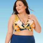 Women's Slimming Control Lace-up Back Bikini Top - Beach Betty By Miracle Brands Navy 1x, Women's, Size: 1xl,