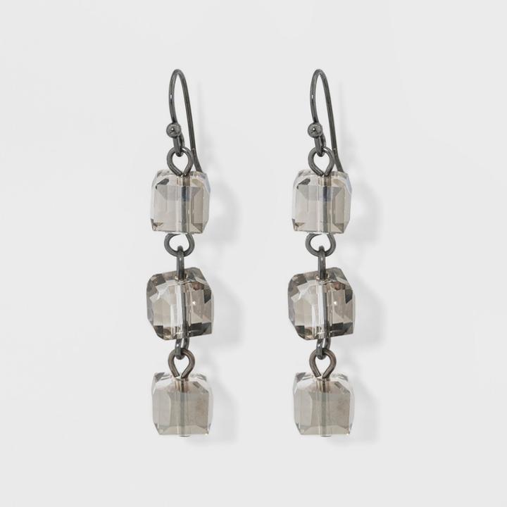 Beaded Drop Earrings - A New Day Hematite