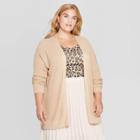 Women's Plus Size Long Sleeve Open Layering Lightweight Cardigan - Ava & Viv Brown Heather