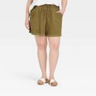 Women's Plus Size Mid-rise Tie Waist Utility Shorts - Universal Thread Olive Green