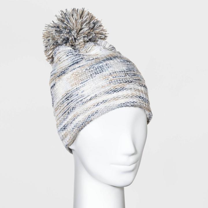 Women's Spacedye Pom Beanie - Universal Thread Gray