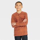 Boys' Heathered Jersey Knit Henley T-shirt - Cat & Jack Orange