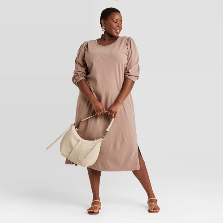 Women's Plus Size Puff Long Sleeve T-shirt Dress - Universal Thread