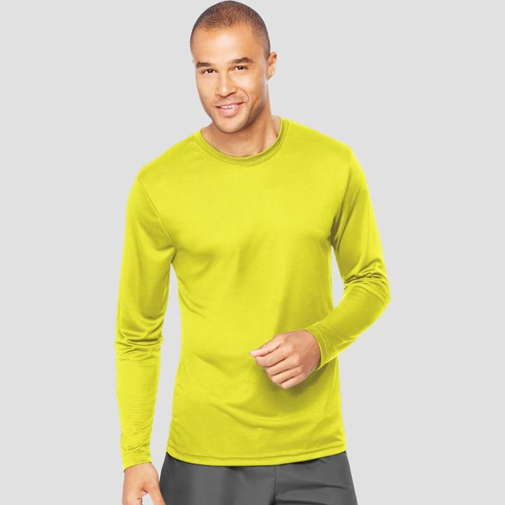Hanes Men's Long Sleeve Cooldri Performance T-shirt -lime