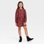 Girls' Long Sleeve Plaid Dress - Cat & Jack Red