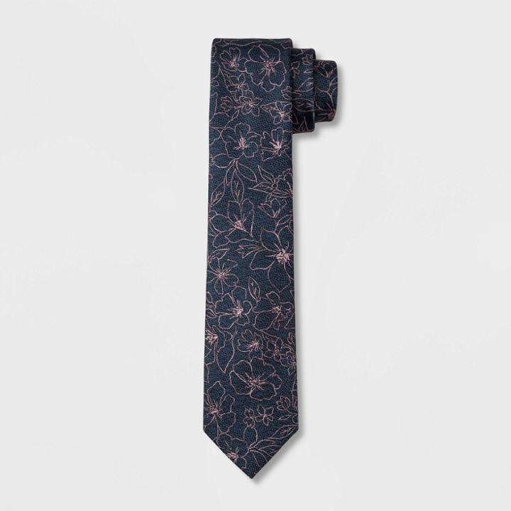 Men's Hibiscus Floral With Flowers Tie - Goodfellow & Co Blue