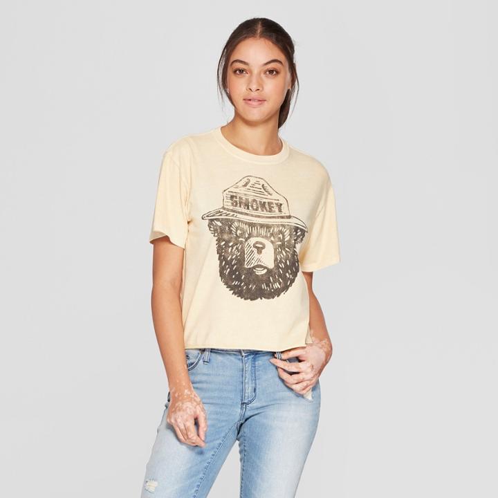 Women's Smokey Bear Short Sleeve Cropped Graphic T-shirt (juniors') Tan