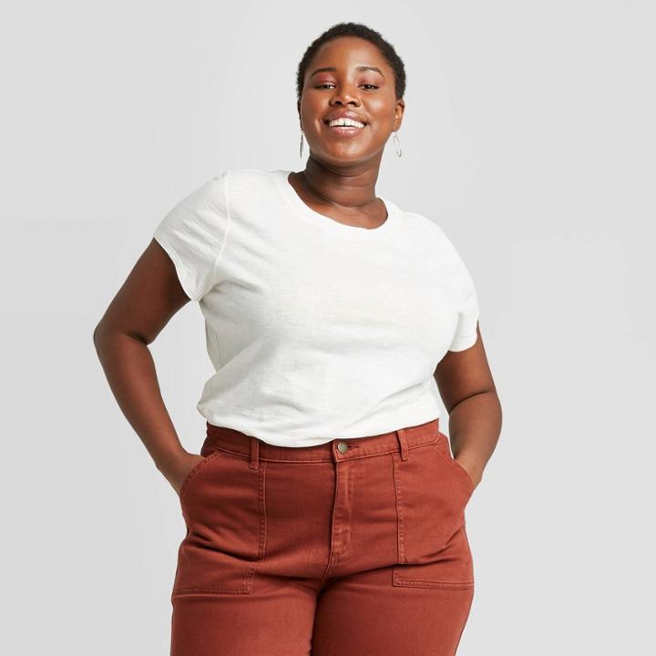 Women's Plus Size Short Sleeve T-shirt - Universal Thread Cream/tan