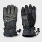 Men's Pieced Gray Ski Glove With Zipper Pocket - C9 Champion Black M/l, Size: