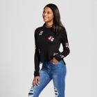 Women's Floral Print Sweater - Xhilaration Black