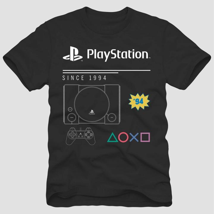 Men's Playstation Logo Short Sleeve T-shirt - Black