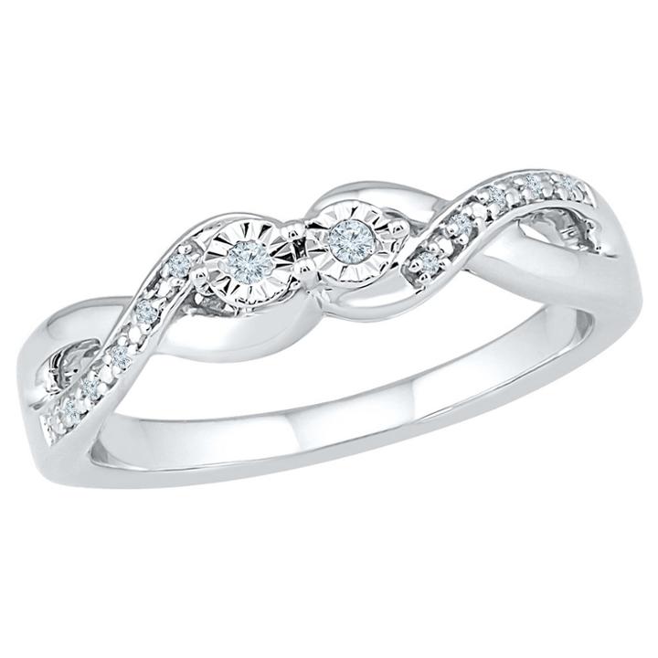 Freeze 1/20 Ct. T.w. Round White Diamond Pave/miracle Set Promise Ring In Sterling Silver -