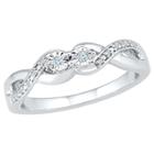Freeze 1/20 Ct. T.w. Round White Diamond Pave/miracle Set Promise Ring In Sterling Silver -