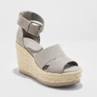 Women's Caroline Microsuede Ankle Strap Espadrille Wedge - Universal Thread Gray