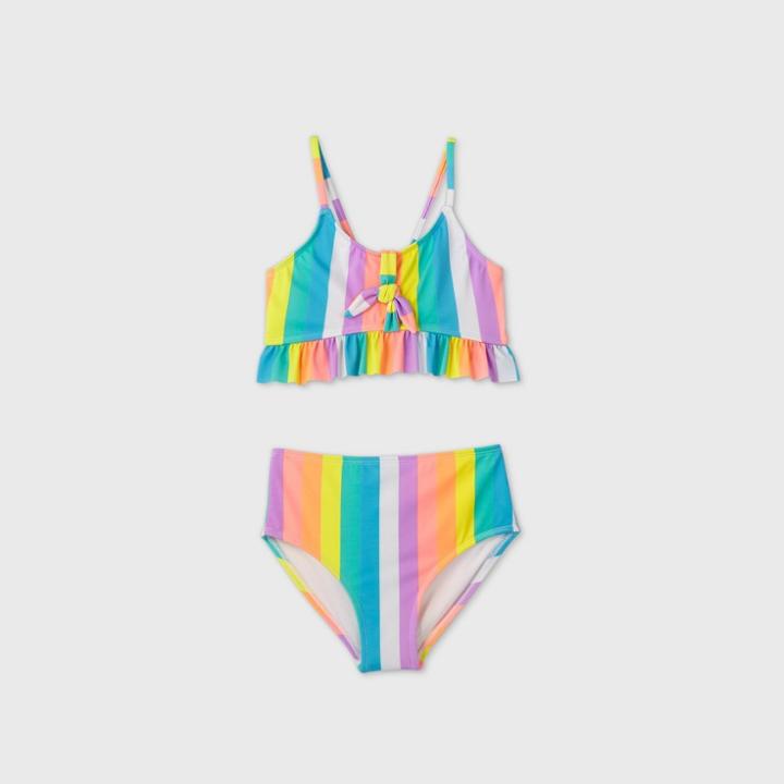 Girls' Rainbow Vertical Striped Bikini Set - Cat & Jack