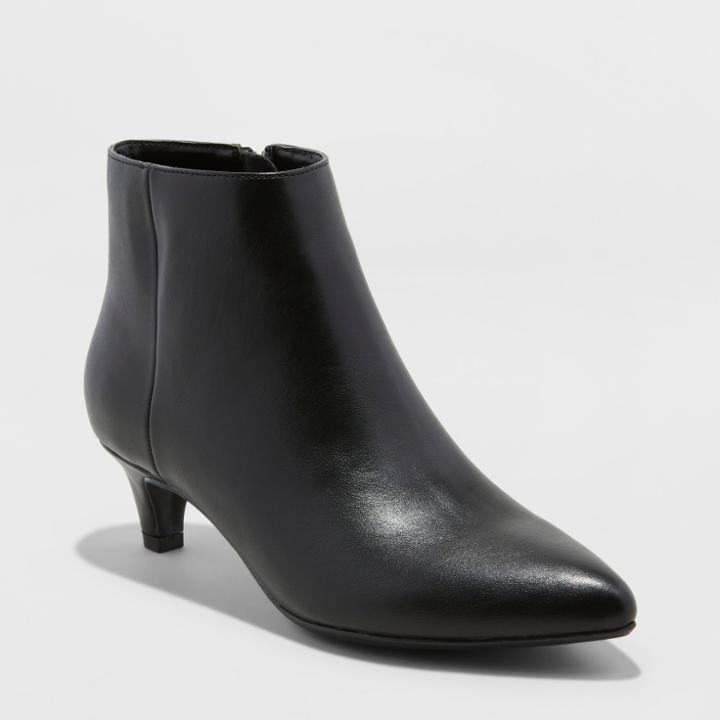 Women's Flo Kitten Zipper Booties - A New Day Black