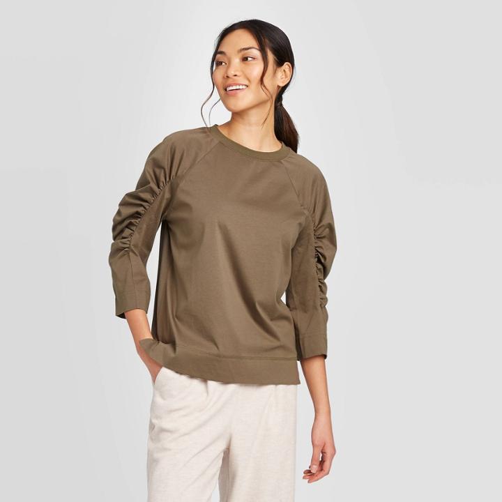 Women's Long Sleeve Crewneck T-shirt - Prologue Green