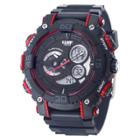 Men's U.s. Navy C40 Multifunction Watch By Wrist Armor, Black And Red Dial, Black Rubber Strap,