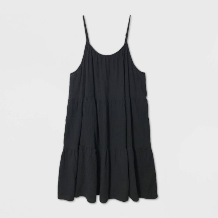 Women's Plus Size Sleeveless Tiered Short Dress - Universal Thread Gray