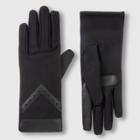 Women's Isotoner Elongated Smartdri Spandex Glove With Perforated Chevron And Smartouch - Black One Size, Women's