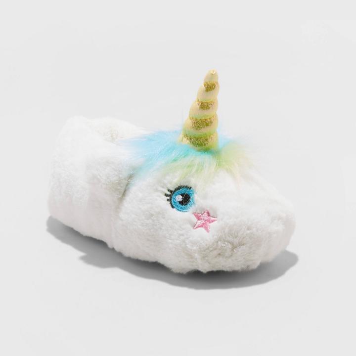 Toddler Girls' Raylee Unicorn Moccasin Slipper - Cat & Jack M(7/8), Girl's, Size: Medium