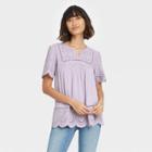 Women's Short Sleeve Eyelet Top - Knox Rose Purple