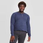 Men's Tall Standard Fit Long Sleeve Button-down Henley T-shirt - Goodfellow & Co Xavier Navy Mt, Xavier Blue