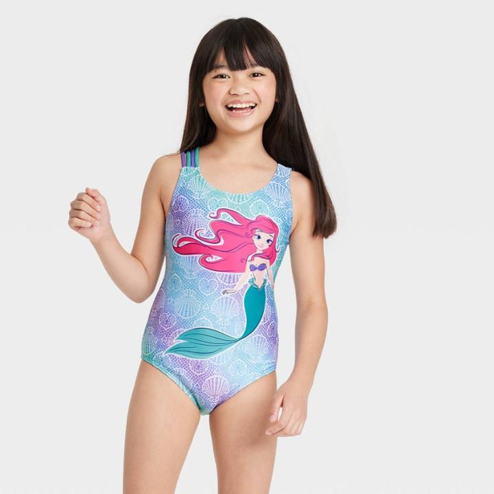 Girls' Disney Ariel One Piece Swimsuit - Aqua Blue