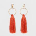 Round Links And Fabric Tassel Earrings - A New Day Red