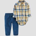 Carter's Just One You Baby Boys' Plaid Top & Bottom Set - Yellow Newborn