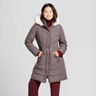 Women's Puffer Jacket With Faux Fur Hood Detail - A New Day Gray