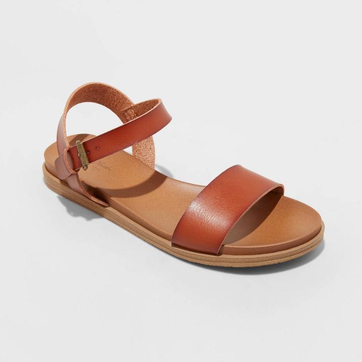 Women's Nyla Ankle Strap Sandals - Universal Thread Cognac