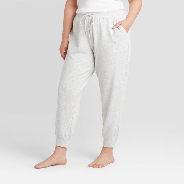 Women's Plus Size Beautifully Soft Fleece Lounge Jogger Pants - Stars Above Gray