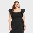 Women's Plus Size Ruffle Top - A New Day Black