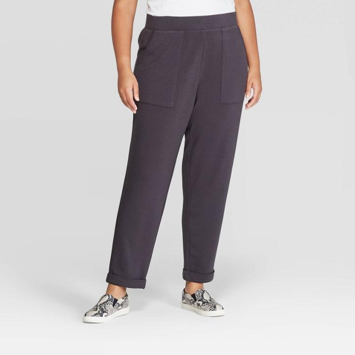 Women's Plus Size Knit Jogger Pants - Ava & Viv Dark Gray 1x, Women's,