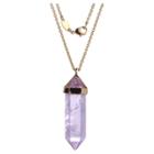 Target 18k Gold Over Fine Silver Plated Bronze Genuine Cape Amethyst Chakra Point Necklace - 24 + 2 Extender, Girl's