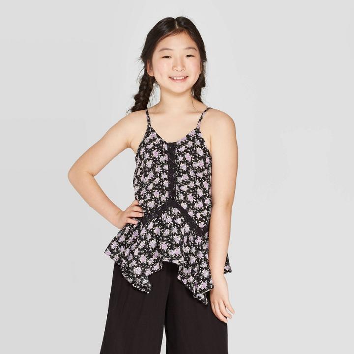 Target Girls' Crochet Trim Tank Top - Art Class Purple