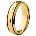 Men's West Coast Jewelry Goldtone Stainless Steel Groove Hammered Ring (7), Black Gold