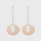 Diamond Dust Coin And Leaf Earrings - A New Day Silver/rose Gold